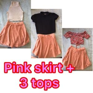 Pink skirts plus 3 tops set ! 3 outfit